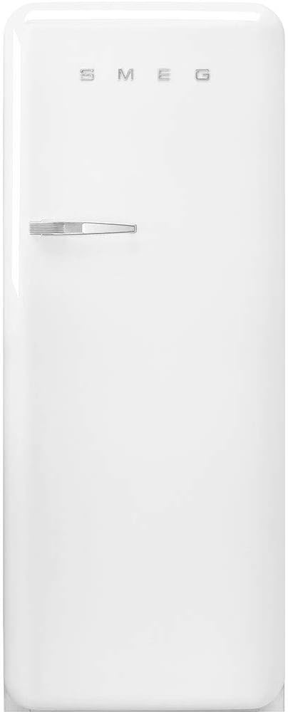 FAB28 50's Retro Style Top Freezer Refrigerator with 9.93 Cu Total Capacity, Multiflow Cooling System, Adjustable Glass Shelves 24-Inches, White Right Hand Hinge Made In Italy