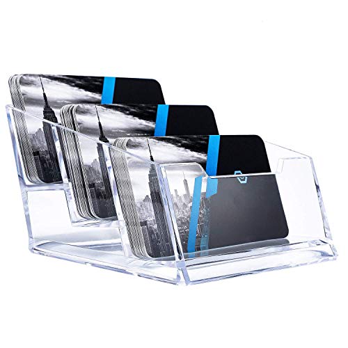 Image of DAHSHA 3 - Tier Premium Acrylic Transparent Crystal-Clear Visiting Business Card Holder /Display Stand Desk Organizer For Office Table