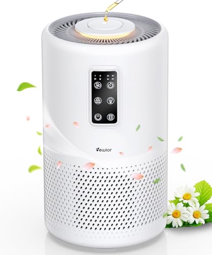 Air Purifiers for Home Large Room up to 1600ft², VEWIOR H13 True HEPA Air Purifier for Bedroom with night light, Fragrance Sponge, Sleep Mode, Timer, Lock, Air Cleaner for Wildfire Smoke Odor Dander