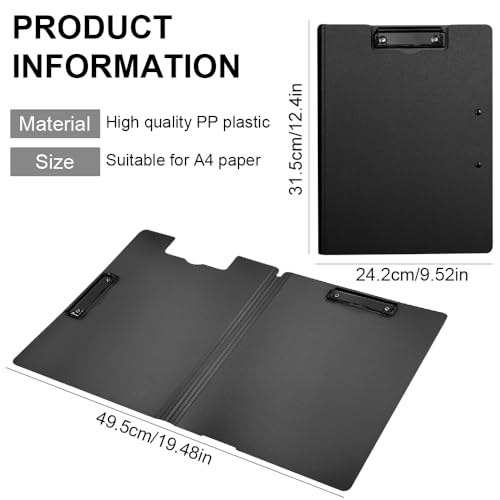 2 Stück Klemmbrett A4, Klemmmappe A4 mit Deckel, Klemmbrett mit 2 Clips, Leichtes Klemmbret t a4 Kunststoff für Geschäft, Büro, Schule oder Restaurant (Schwarz und Blau)