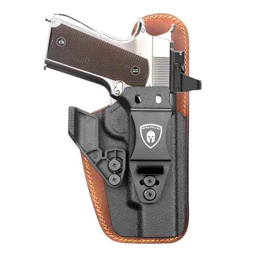 WARRIORLAND 1911 Holster, IWB Hydrid Holster Compatible with 5' 1911: Colt/Kimber/Tisas/S&W/Ruger/Sig/RIA etc. - Optic Cut, Adj. Carry Height & Cant & Retention | Ultimate Comfort | Right Hand