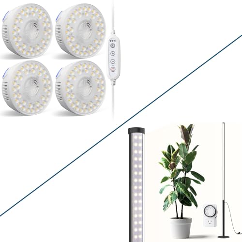 Barrina T10 Pro Standing Grow Light with Timer & Orbgrow OG09 Puck Grow Light, 5000K 36W(4 x 9W, 540 Watt Equiv)