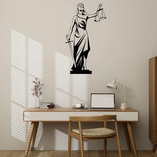 Image of BLIND SHOP Lady Justice Court Of Law Black for Home Decor | Wall Sculpture Home Decoration | Wall Decor | Metal Wall Art | Home Wall Hangings Metal Decor (58x34x1.5 CM)