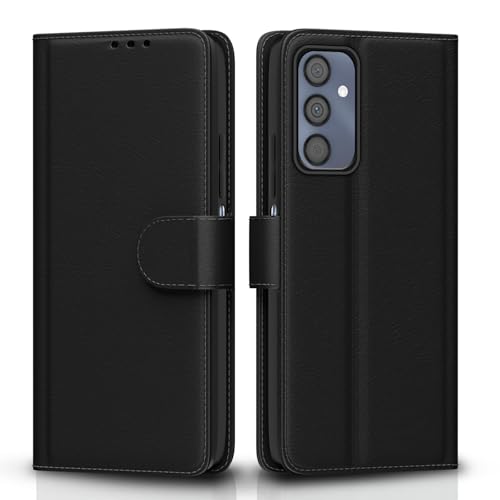 Outlouders Flip Cover for Samsung Galaxy A05s | Leather Finish | Card Slots | Wallet Stand | Shockproof Protection Flip Case (Black)