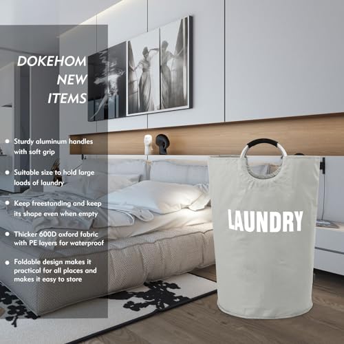 DOKEHOM 160L XX-Large Laundry Basket (7 Colors), Collapsible Laundry Bag, Foldable Laundry Hamper, Folding Washing Bin (Grey, XXL)