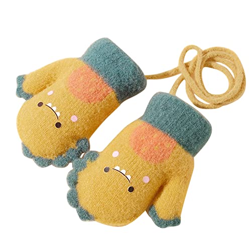 Usyfakgh Toddler Infant Soft Fleece Cartoon Gloves Kids Baby Boys Girls Winter Warm Knit Fingerless Mittens (C-Yellow, One Size) #TOP7