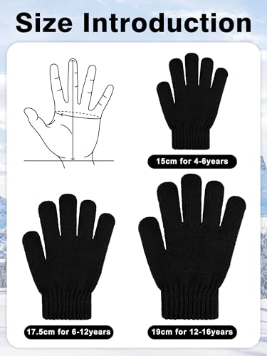 Image of Cooraby 3 Pairs Kid's Winter Gloves Thick Warm Knitted Gloves Children Cold Weather Gloves