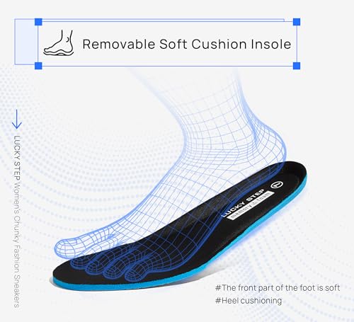 LUCKY STEP Women's Chunky Fashion Sneakers Platform Casual Non Slip Walking Shoes Low Top Comfortable Classic Athletic Sneaker4