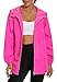 Women's Pink Rain Jacket Plus Size Long Raincoat Lightweight Hooded Windbreaker Waterproof Jackets with Pockets, Hot Pink, Large