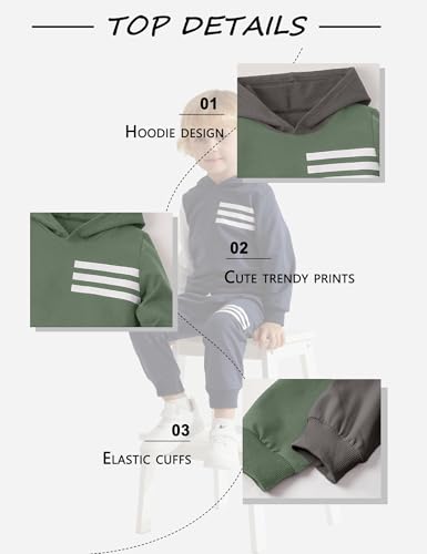 Image of Toddler Boy Clothes Long Sleeve Hoodie Sweatsuits Tops and Pants 2Pcs Boys Fall Winter Outfits Set