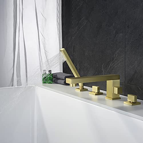 Mitigeur de bain en laiton rotatif double commande finition dorée - 4