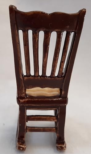 Schaukelstuhl aus Keramik, Miniatur, dekorativ, Braun mit beiger Sitzfläche