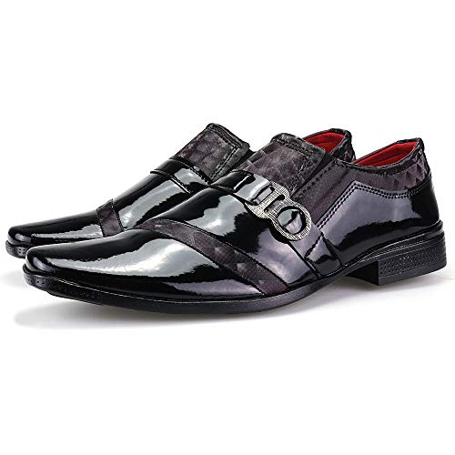 Sapato Social Neway Masculino Preto Vinho
