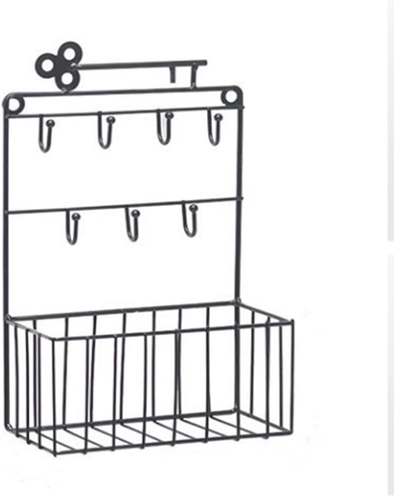 HBJWOV Nordic Iron Art Key Storage Shelf Wall-mounted Groceries Basket Organizer Home Decor Rack