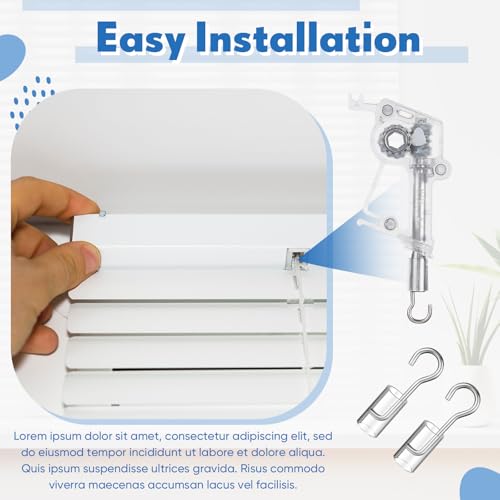 Ninehaoou 4 Set Wand Wire and Sleeve Collar for Horizontal Mini Blinds Wand Replacement with Hook Window Blind Repair Parts with 1 Inch Square Headrails for Horizontal Blinds - Thumbnail 4
