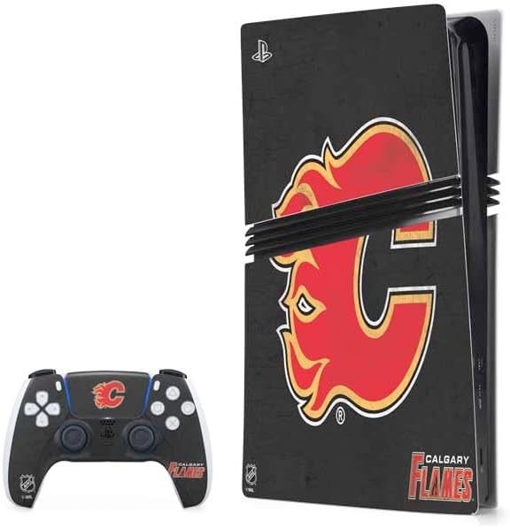 Skinit Decal Gaming Skin Compatible with PS5 Pro Bundle - Officially Licensed NHL Calgary Flames Frozen Design