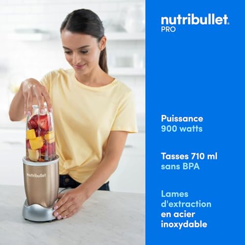 nutribullet Pro 900 Watt, Blender Électrique, Hachoir, tasse de 700ml, Champagne, NB904CP – vue 2
