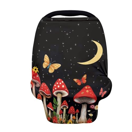 Image of Mushroom Moon Car Seat Covers Dust Cover Baby Wind-Protected Soft Infant Stroller Cover Breathable Breastfeeding Shawl Multi-Use Car Seat Canopy Cover