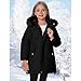 Girls Parka Winter Coat with Faux Fur Trim Hood Kids Long Puffer Jacket Down Jacket School Fashion (Black, 7-8 Years)