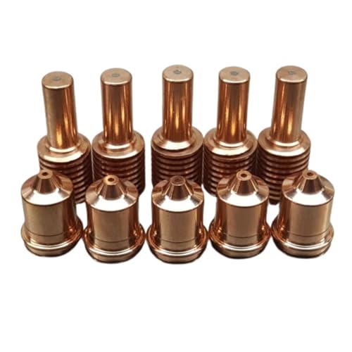 SHFDJTL Tools Compatible with 10pcs Plasma Cutter 51206 Tips + 52574 Electrodes Razorweld X45 Kit Copper Plasma Cutting Torch Consumables Welding Tools