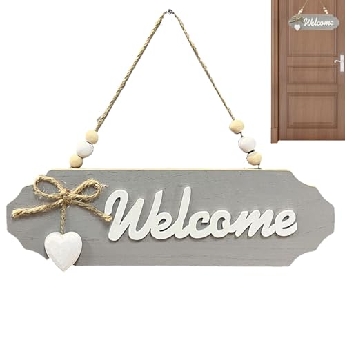 scyca Cartel de bienvenida para la pared, cartel de bienvenida para la entrada de la casa, cartel ovalado para puerta de casa, diseño de letra de casa de campo, para puestos de trabajo, cafés,