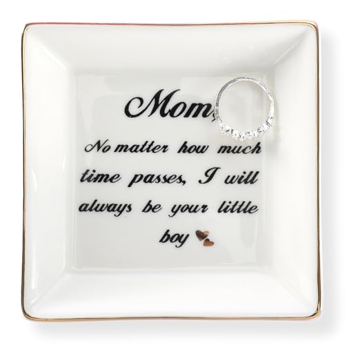 HOME SMILE Mother's Day Gifts for Mom from Son Ring Trinket Dish Jewelry Tray -Mom,No Matter How Much Times Pass,I Will Always Be Your Little Boy