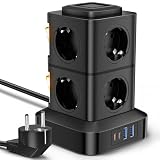 Regleta Torre 12 en 1 con Protección Sobretensiones 2500W/10A Cable 3Metros