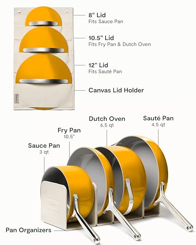 Image of Caraway Non-stick Ceramic Cookware Set (12 Piece) Pots, Pans, Lids and Kitchen Storage - PFAS & PFOA Free - Oven Safe Pan Set & Compatible with All Stovetops - Marigold