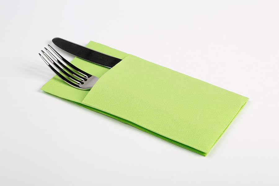 Servilleta Kanguro Kangucel Punta-Punta 40x40 cm | Pack 960 uds | Celulosa 100% 2 capas | Suaves, resistentes y esponjosas | Formato porta cubiertos para hostelería | Color Pistacho