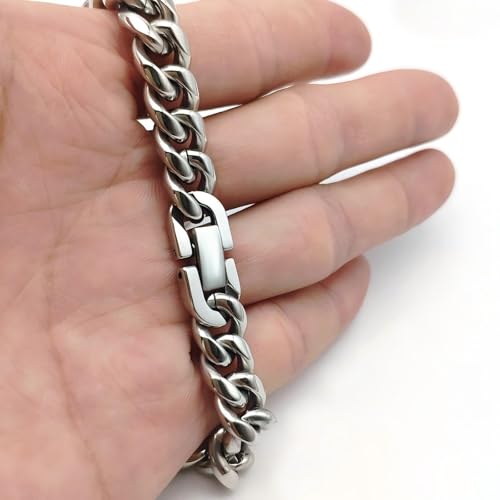 Cuban Link Bracelet for Men, 10mm Wide, Smooth Exquisite Casual Cuba Mens Cuff Jewelry Gift2