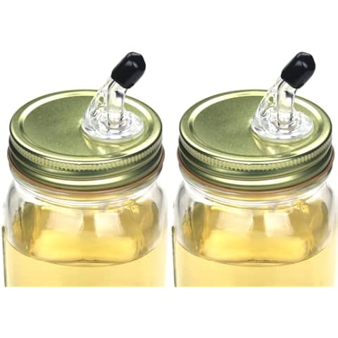 Mason Jar Pour Spouts. free flow Mason Jar Pour Spouts, mason jar for spout regular mouth size 70mm dispenser germination cover. Suitable for any liquid. Leak-Proof,Gold (2-Pack + 2 Black Lid Caps) Cover