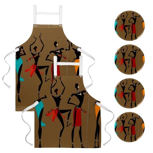 Tablier de cuisine lot de 2 pour bistrot bar et restaurant avec motif