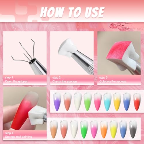 Image of 18 Colors Nail Pigment Powder Palette, Pigment Powder for Nails Set and Nail Art Sponges with Grabbing Pen, Ombre Aura Pigmentos para Unas, Nail Supplies, E+F