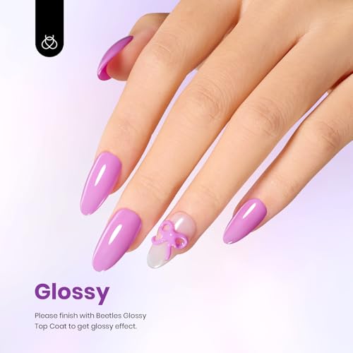 Image of Beetles Purple Gel Nail Polish - 1 Pcs 15ml Bright Purple Gel Polish Summer Colors All Season Soak Off DIY Manicure Salon Uv Fuchsia Shades Nail Art Design Gift for Women Girl