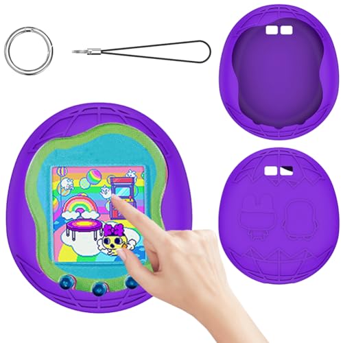 AZURAOKEY Silicone Case Replacement Compatible with Tamagotchi Uni, Anti-drop Soft Cover for Tamagotchi Uni Accessories Case with Finger Lanyard (Bag Only）