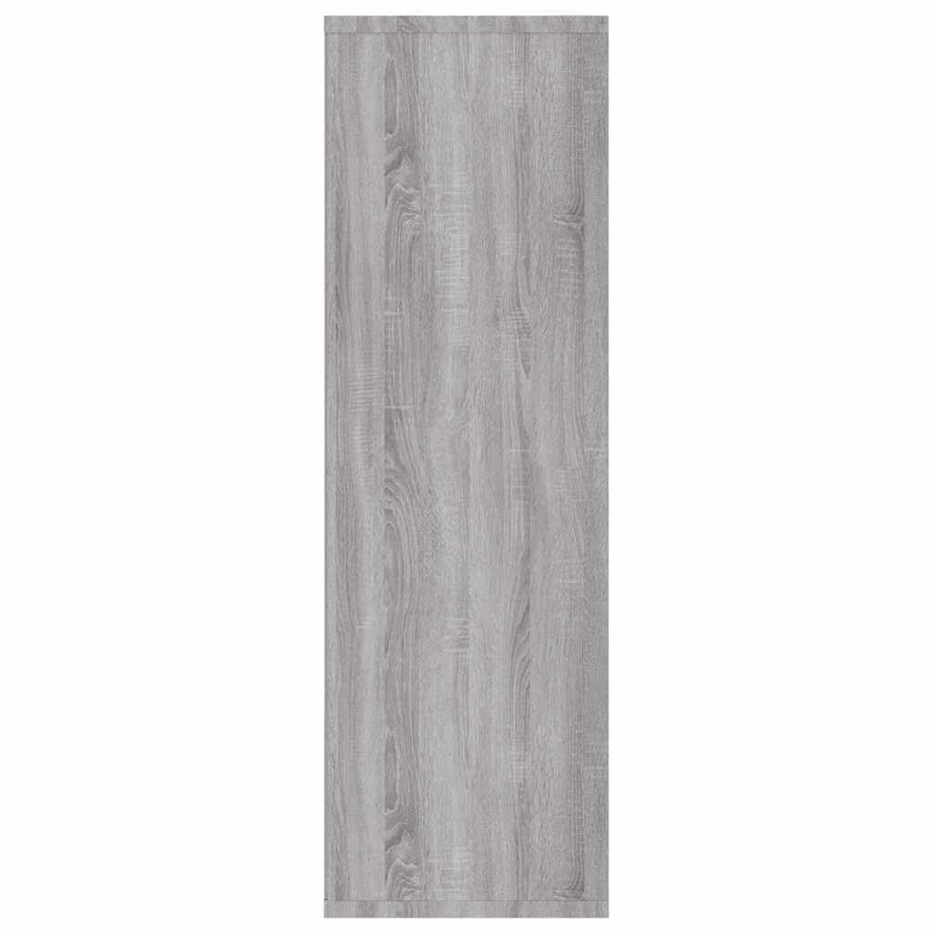 Bücherregal Grau Sonoma 50x25x80 cm aus Holzwerkstoff, 5-Fach Seitenregal als Sideboard nutzbar, vielseitiger Bücherständer für Wohnzimmer, einfache Reinigung mit feuchtem Tuch