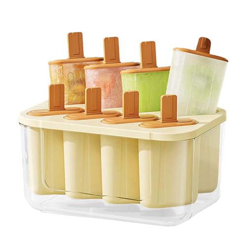 Dtaigou Molde de helado, moldes de silicona caseros para paletas con 8 cavidades, herramienta antiadherente para hacer polos de hielo, para mermelada de frutas, , yogurt, pudín
