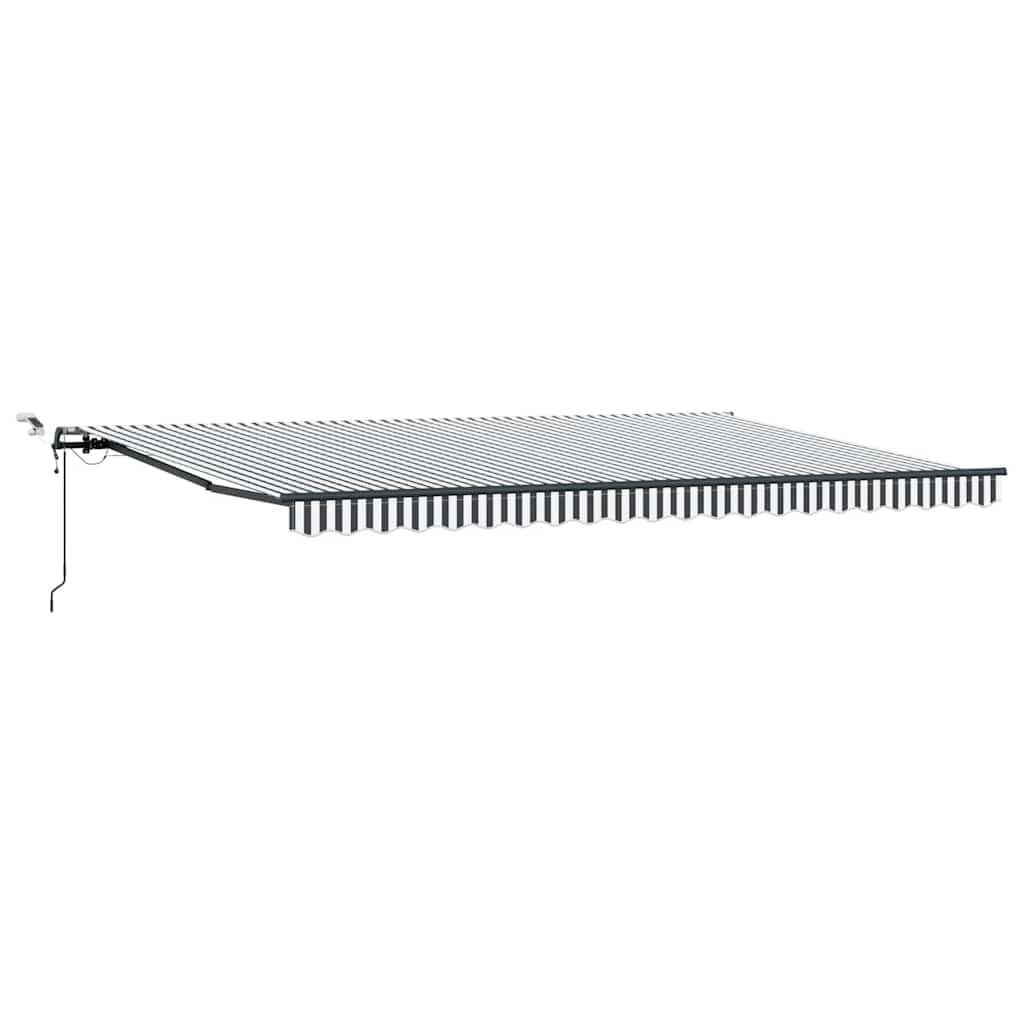 Toldo de 500 x 300 cm, antracita y blanco, con iluminación LED y sensor de viento, estructura de aluminio, protección solar, terraza, balcón, paño resistente a la intemperie para jardín
