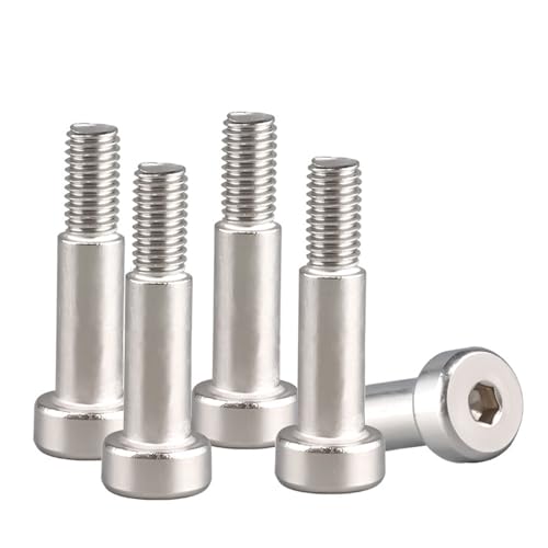 5 PCS 8*M6*20 Hex Socket Shoulder Bolt, Metric Machine Hex Socket Screw, Stainless Steel Shoulder Screws/Bolts, Metric Socket Head Cap Screws, Rust-Resistant, Smooth Finish, Durable
