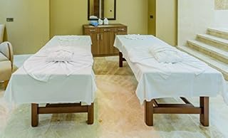 Atlas 6-Sheets Massage Table Flat Draw Sheets, White Linen, 54x90" 180 Thread Count