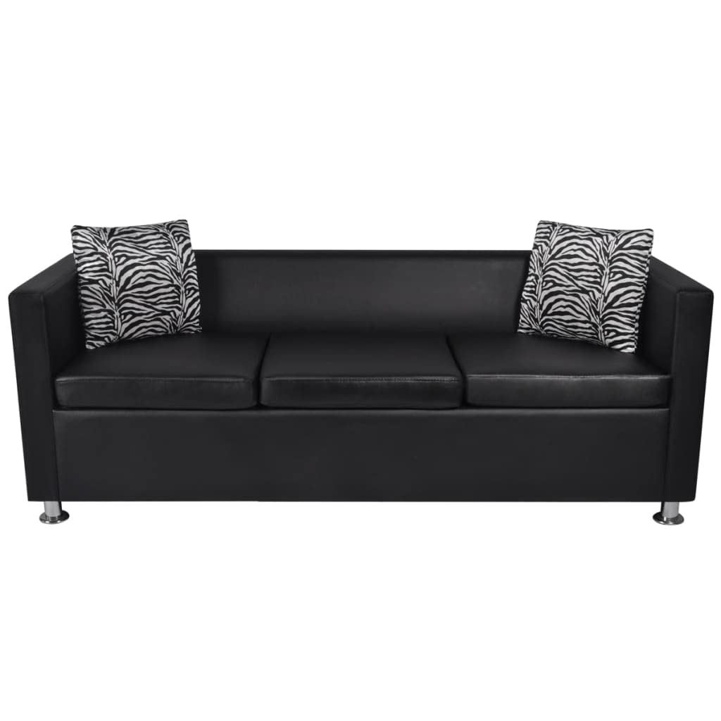 Conjunto de sofás de 2 y 3 plazas de Cuero Artificial Negro