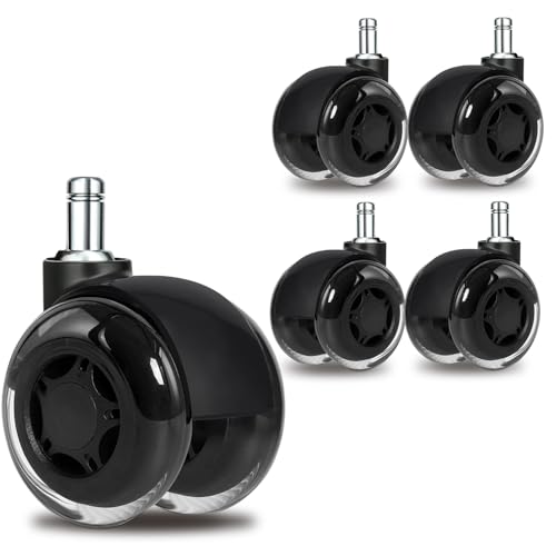 Hirate 2.5" Dual-Wheel Chair Caster 11mm Office Home Chairs 5 Pack Black
