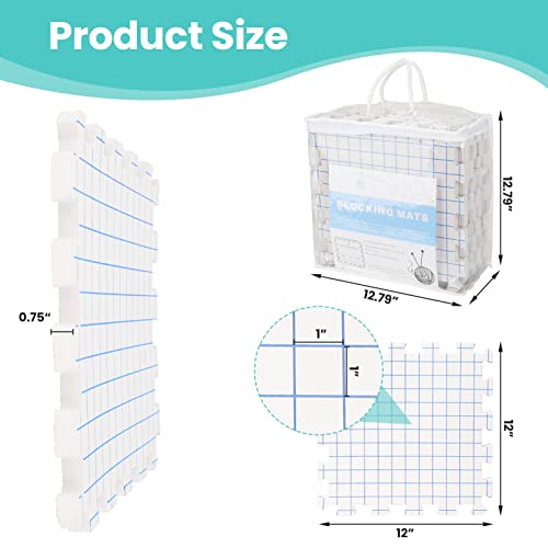 Yrangee Blocking Mats For Knitting,Extra Thick Blocking Boards With Grids For Needlepoint Or Crochet,9 Pack Knitting Mats With 100 T-Pins And Storage Bag #TOP4