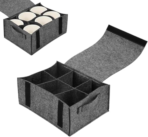 27 * 15 * 15cm Portapiatti da Campeggio in Feltro con 8 Scomparti,Supporto per Piatti Cucina In Feltro Portabicchieri Salvaspazio Organizer