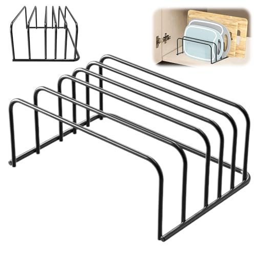 Chopping Board Holder Chopping Board Organiser Stand for 10 Boards, Black Chopping Board Rack Holder, Chopping Board Stand Holder for Breakfast Board, Frame Cutting Board Holder