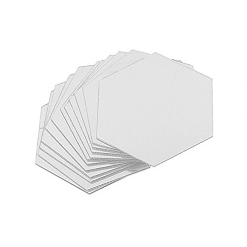 Sundatebe 12 pegatinas geométricas de espejo de pared para decoración del hogar, tamaño 80 mm x 70 mm x 40 mm (plata)