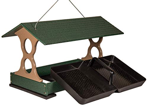Jcs Wildlife Green And Tan Large Fly Thru Bird Feeder With Universal Mounting Pole Kit - Holds 8 Cups Of Seed #TOP2
