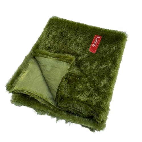 Image of Quago Fur Fabric Unstitched Super Soft Cloth for Baby Photoshoot, Soft Toys Making, Art and Craft, Dress Material, Decoration etc. (1 Mtr, 60 Inch Pana) (Olive Green (Mahendi))
