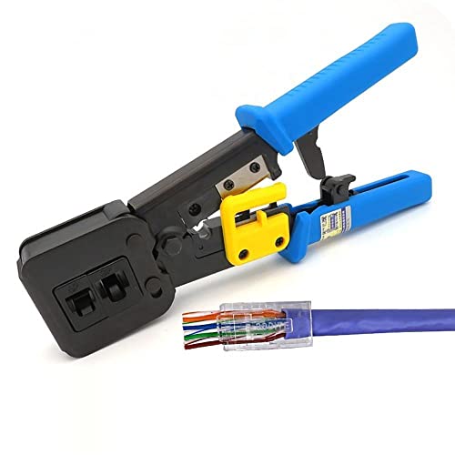 PX-8060Y RJ45/RJ11 CAT6 Jak Pense, 8P8C RJ45 ve 6P4C RJ11 Uyumlu, Kablo Kesme Soyma ve Kilitli Yaylı