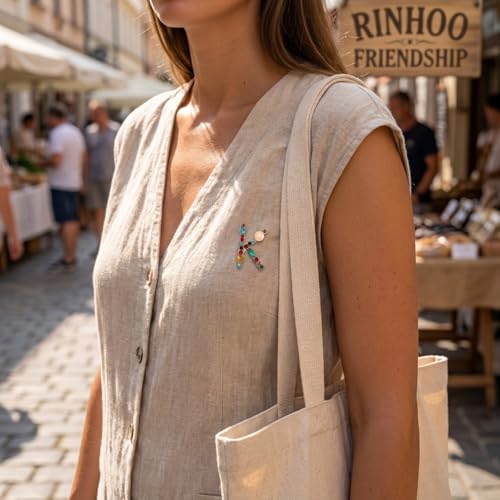 Image of Initial Brooch Pins A-Z 26 Letters Brooches For Women Colorful Enamel Alphabet Pin Pearl Crystal Lapel Pin